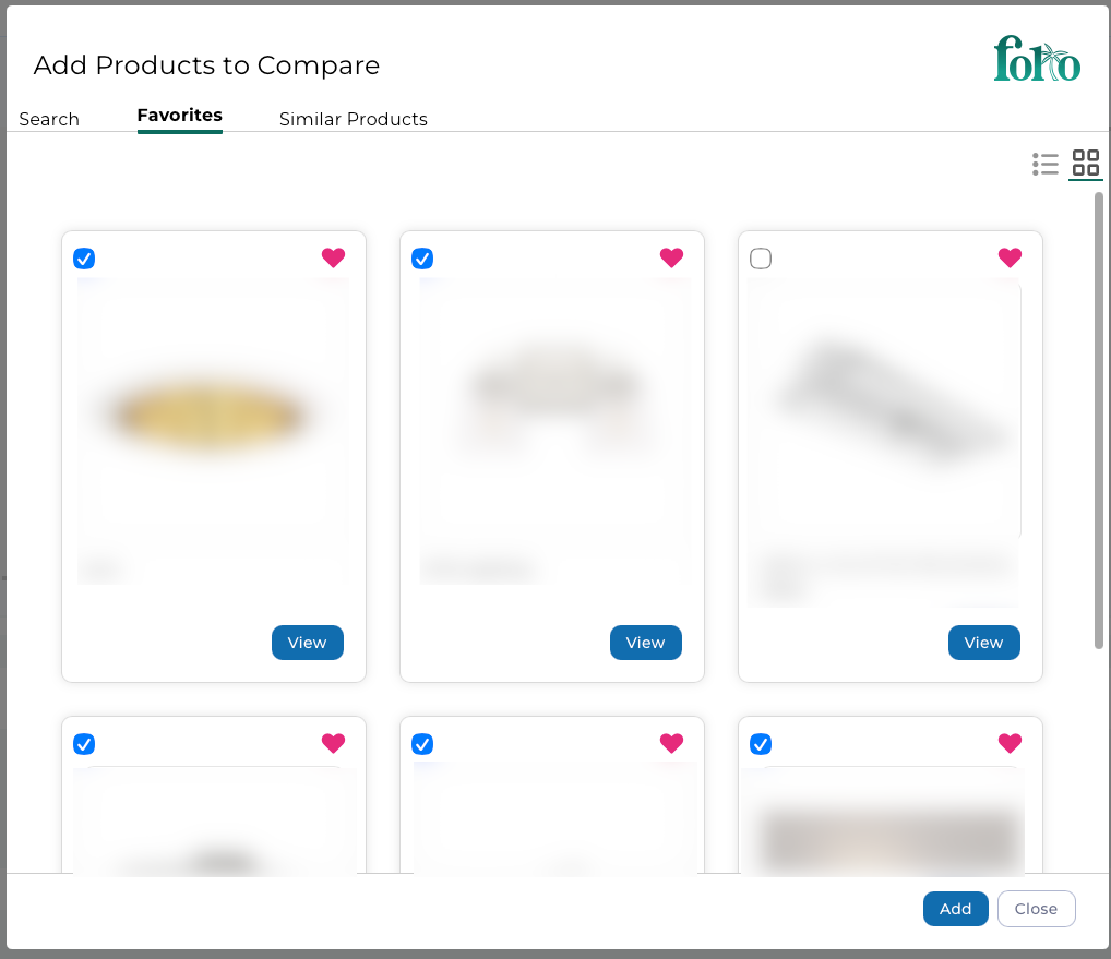 folio Select product comparison workspace